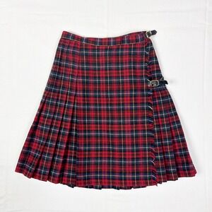 Vintage GAP Wool Tartan‎ Wrap Kilt Skirt Womens 3 4 Red Plaid Italy Made 90s